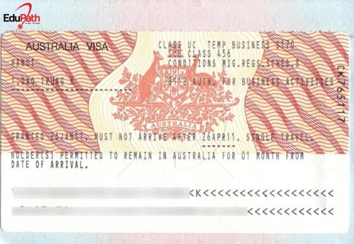 Mẫu visa Úc - EduPath